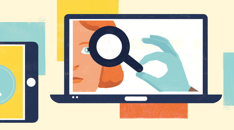 Illustration of clinicians on tech