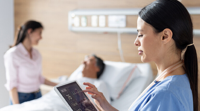 Doctor using tablet